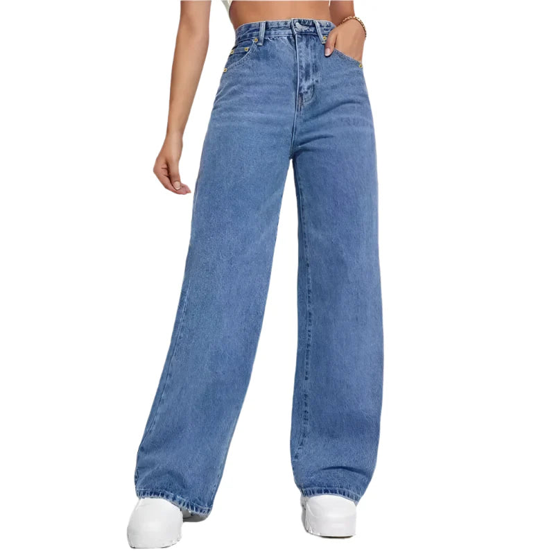 **Modehose mit weitem Bein | Zeitlose Denim-Jeans für den Alltag**