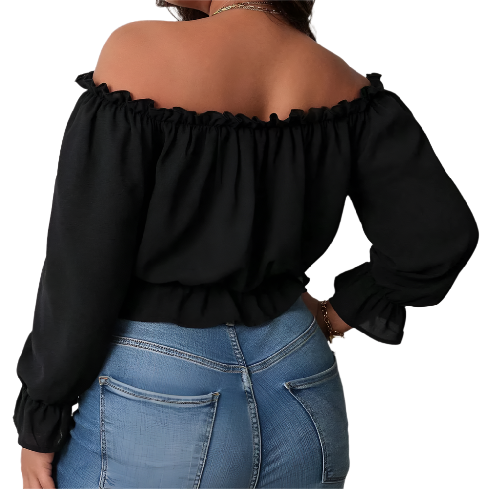 Boho-Off-Shoulder-Bluse mit Raffung