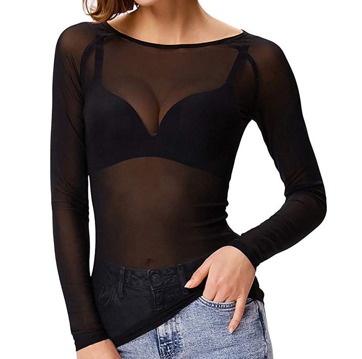 Trendy figurbetontes Netz-Top