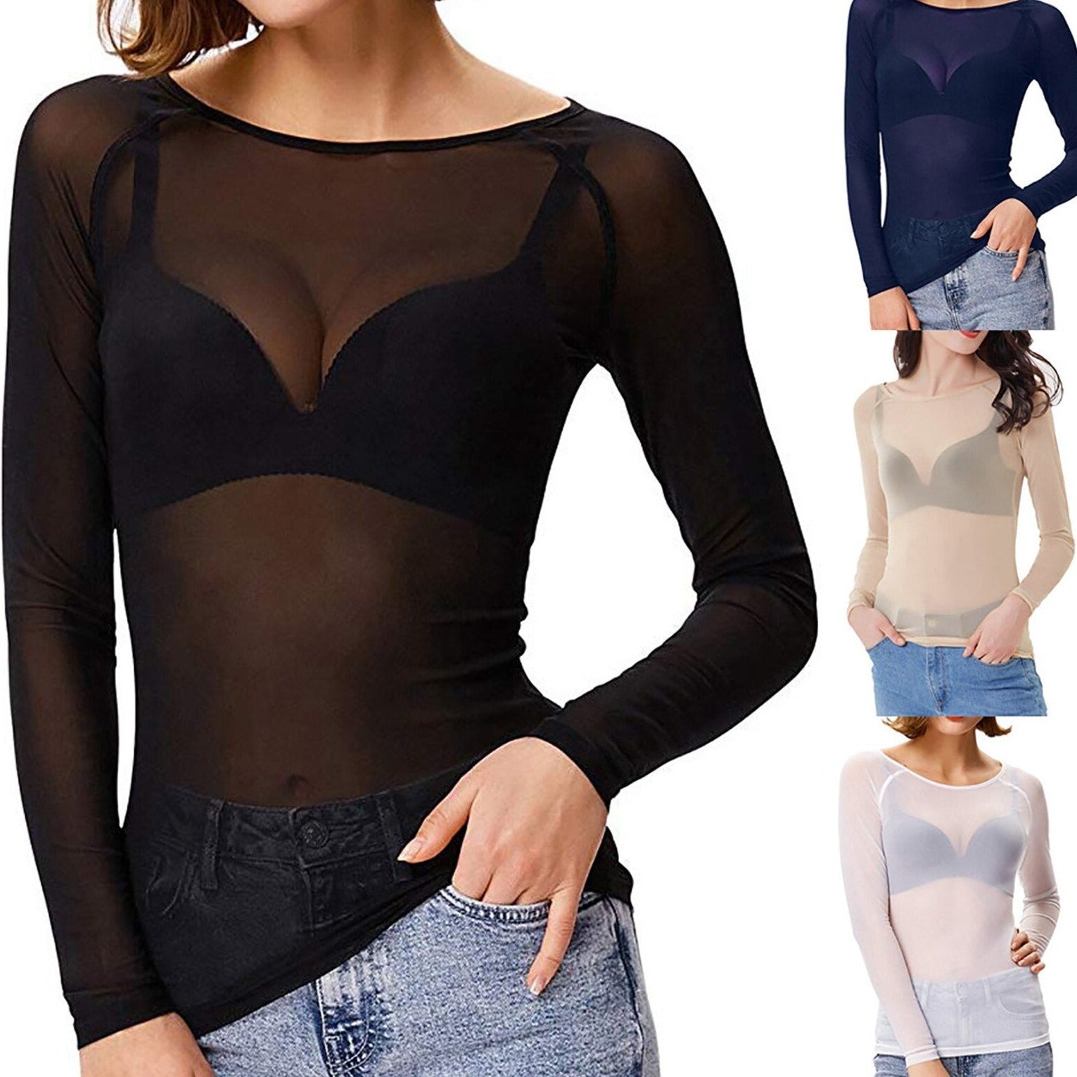 Trendy figurbetontes Netz-Top